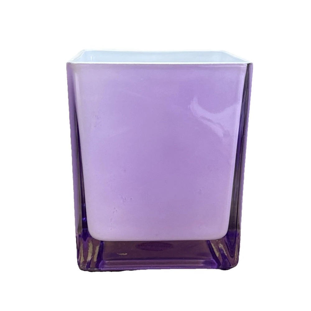 Teleflora Purple Frosted Glass Square Vase Planter 4.5" Modern Floral Decor